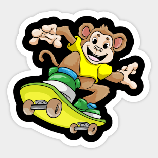 Monkey as Skateboarder with Skateboard Sticker